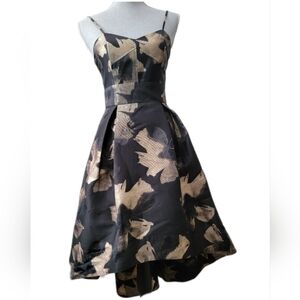 $715 NEW SHOSHANNA MIDTNIGHT BLACK GOLD BROCADE CORSET HI LOW DRESS US 0